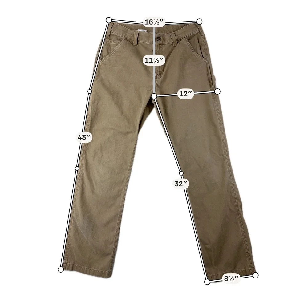 Carhartt Carpenter Pants Mens B324 Relaxed 34x32 Tan Workwear Utility Cotton